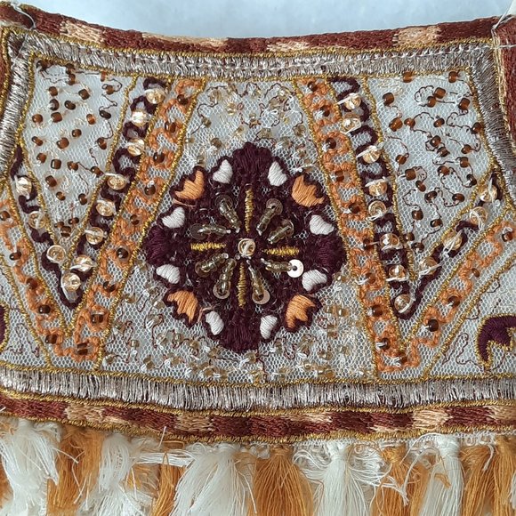 HD in Paris Anthropolgie Antique Look Lace Bohemian Beaded Tank Size 6 - Picture 11 of 16